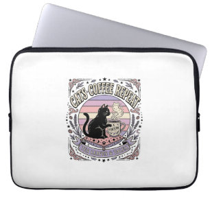 Housse Pour Ordinateur Portable Chats Café Répéter Chat Feuilles de Thé Café Fortu