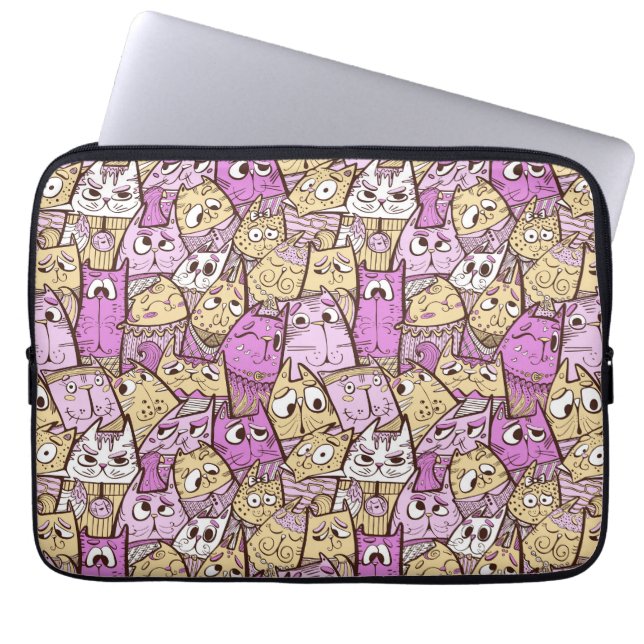 Housse Pour Ordinateur Portable Chats caricaturaux amusants (Devant)