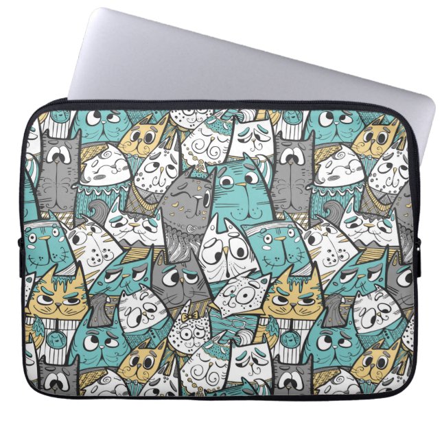 Housse Pour Ordinateur Portable Chats de dessin animé drôles (Devant)
