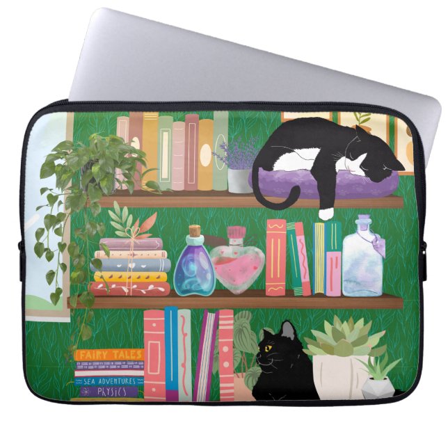 Housse Pour Ordinateur Portable Chats de librairie (Devant)