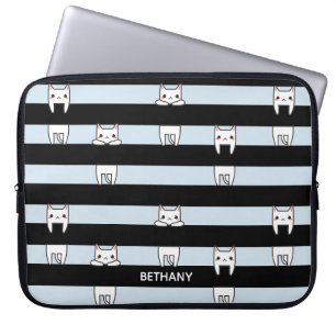Housse Pour Ordinateur Portable Chats Escalades mignons sur rayé personnalisé