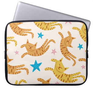 Housse Pour Ordinateur Portable Chats et étoiles de Whimsical : Motif de mode pour