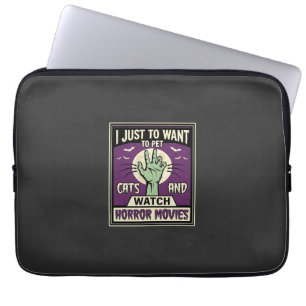 Housse Pour Ordinateur Portable Chats Et Films D'Horreur Design Halloween