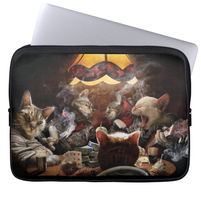 Housse Pour Ordinateur Portable Chats jouant au poker (Devant)