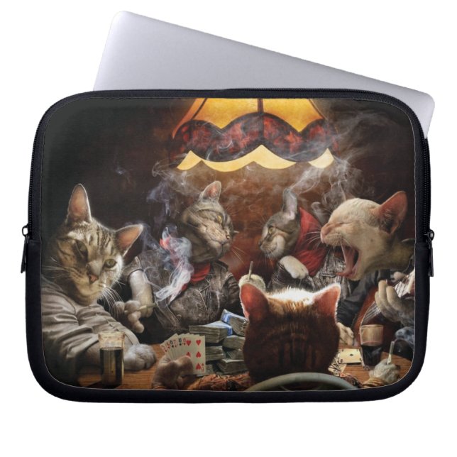 Housse Pour Ordinateur Portable Chats jouant au poker (Devant)