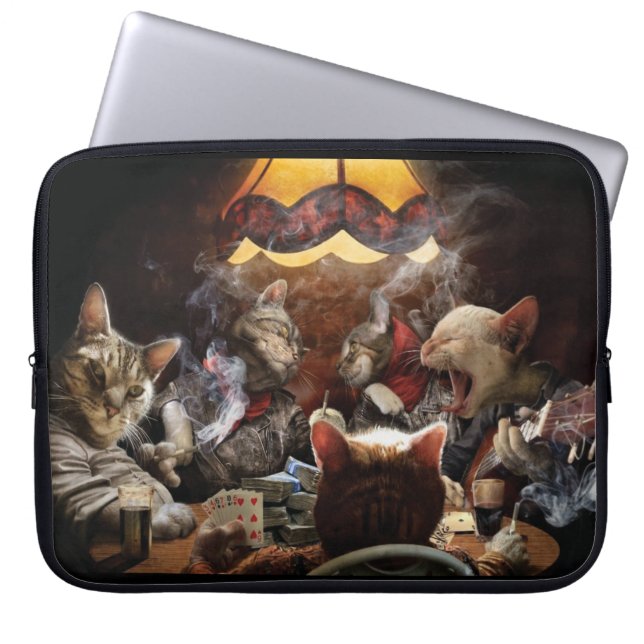Housse Pour Ordinateur Portable Chats jouant au poker (Devant)