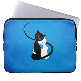 Housse Pour Ordinateur Portable Chats mignons en amour Amoureux des chats bleu