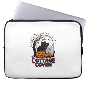 Housse Pour Ordinateur Portable Chats noirs d'Halloween Art de citrouille de coven