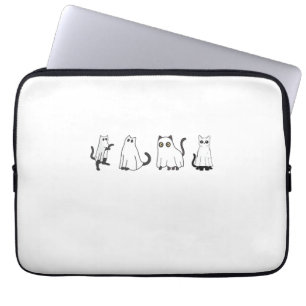 Housse Pour Ordinateur Portable Chats noirs mignons en costume de fantôme femmes e