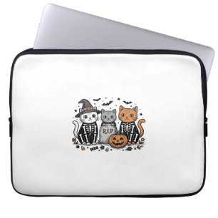 Housse Pour Ordinateur Portable Chats squelette mignons Halloween Gravure vintage