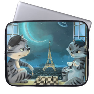 Housse Pour Ordinateur Portable Chats Tour Eiffel - Manchon pour ordinateur portab