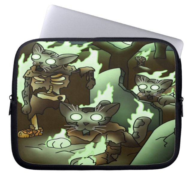 Housse Pour Ordinateur Portable Chats Zombie Halloween (Devant)