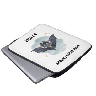 Housse Pour Ordinateur Portable Chauve-souris mignonne Nom personnalisé Halloween