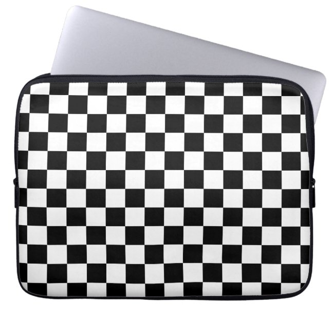 Housse Pour Ordinateur Portable Check Black White Checkered Pattern (Devant)