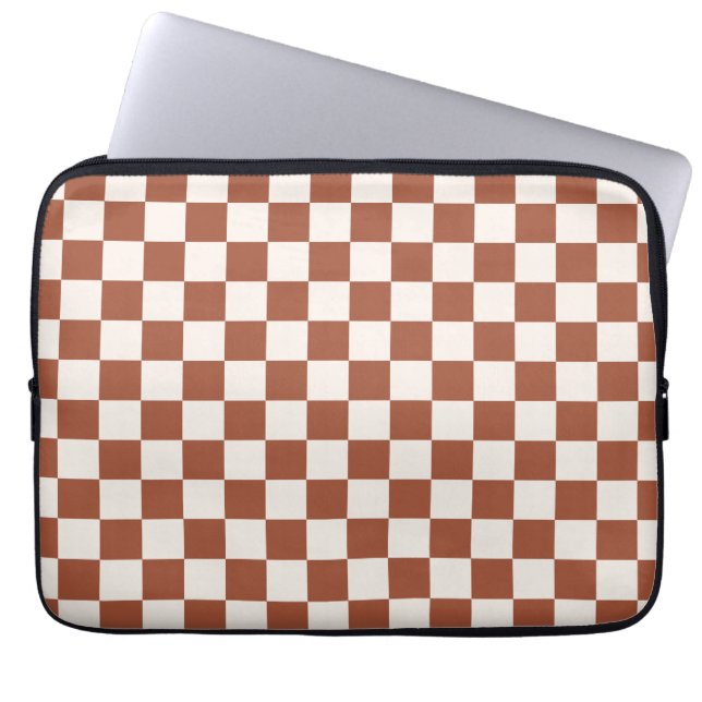 Housse Pour Ordinateur Portable Check Rust Checkered Terracotta Checkerboard (Devant)