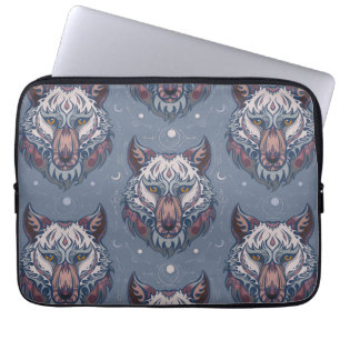 Housse Pour Ordinateur Portable Chefs de loups avec décoration de boho