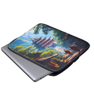 Housse Pour Ordinateur Portable Chemin de la pagode mystique au lever du soleil