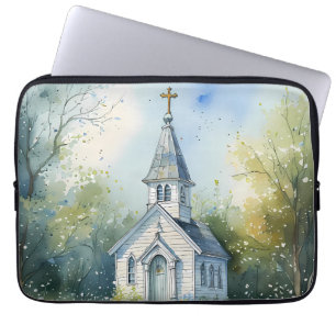 Housse Pour Ordinateur Portable Chemin rustique d'église dans une prairie de fleur
