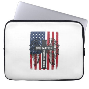 Housse Pour Ordinateur Portable Chemise à ailes de croix patriotique d'une nation