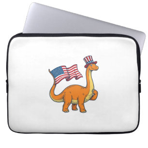 Housse Pour Ordinateur Portable Chemise avec gravure vintage du drapeau de dinosau