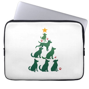 Housse Pour Ordinateur Portable Chemise d'arbre de Noël de chien - Noël de chien (
