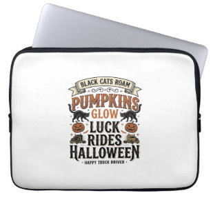 Housse Pour Ordinateur Portable Chemise de chauffeur de camion Halloween avec chat