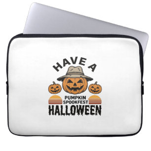 Housse Pour Ordinateur Portable Chemise de gravure vintage Halloween Citrouille Ef