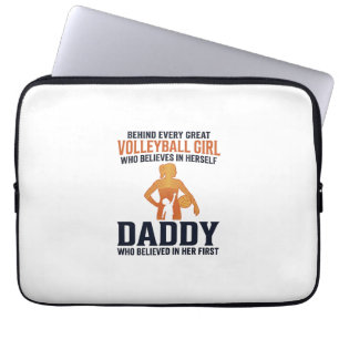 Housse Pour Ordinateur Portable Chemise de gravure vintage Papa Fille de Volleybal