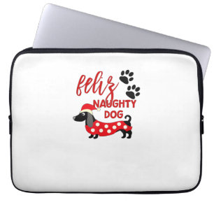 Housse Pour Ordinateur Portable Chemise de Noël Dachshund _ Funny Feliz Naughty Do