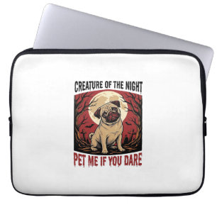 Housse Pour Ordinateur Portable Chemise de Pug Halloween avec cimetière effrayant