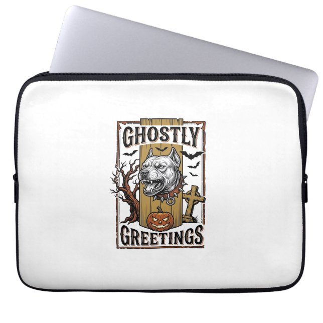 Housse Pour Ordinateur Portable Chemise de salutations fantomatiques Gravure vinta (Devant)