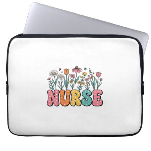 Housse Pour Ordinateur Portable Chemise de style vintage à lettres bulles infirmiè