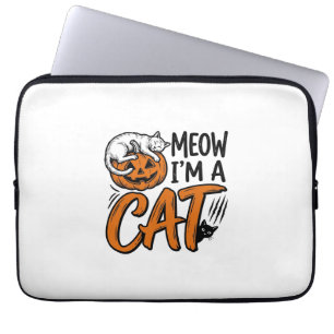 Housse Pour Ordinateur Portable Chemise de typographie de citrouille de chat drôle