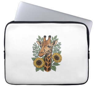 Housse Pour Ordinateur Portable Chemise florale tournesol girafe gravée vintage_1