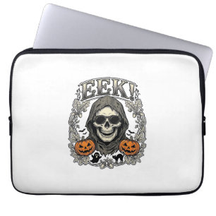 Housse Pour Ordinateur Portable Chemise Graphique Crâne Halloween Gravure Vintage 