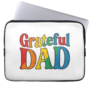 Housse Pour Ordinateur Portable Chemise Grateful Dad Vintage Rainbow Typography_1