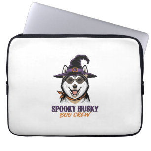 Housse Pour Ordinateur Portable Chemise Husky Halloween Sorcière Chien Graphique V