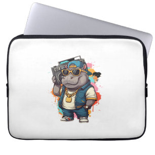 Housse Pour Ordinateur Portable Chemise Moo Deng Moo Deng Hippopotame Hip Hop Boom