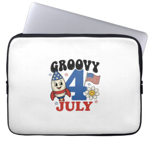 Housse Pour Ordinateur Portable Chemise patriotique de fusée Groovy 4 juillet Desi