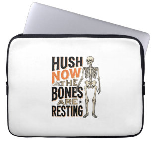Housse Pour Ordinateur Portable Chemise squelette drôle, gravure Halloween Hush No