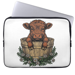 Housse Pour Ordinateur Portable Chemise veau des Highlands Art vintage Daisy Bucke