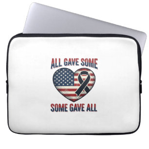 Housse Pour Ordinateur Portable Chemise Vétéran Ruban de Coeur Mémorial Patriotiqu