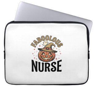 Housse Pour Ordinateur Portable Chemise vintage citrouille d'Halloween d'infirmièr