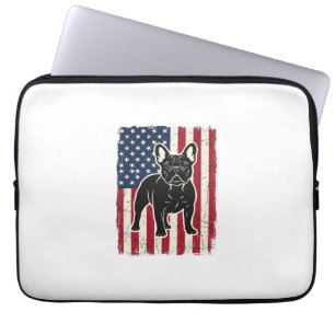 Housse Pour Ordinateur Portable Chemise vintage drapeau patriotique Bouledogue fra