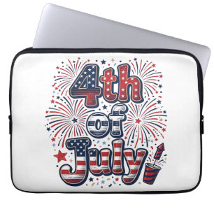 Housse Pour Ordinateur Portable Chemise vintage feux d'artifice patriotique 4 juil