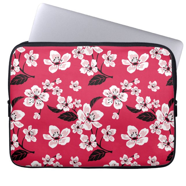 HOUSSE POUR ORDINATEUR PORTABLE CHERRY BLOSSOM - SAKURA (ROUGE) (Devant)