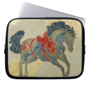 Housse Pour Ordinateur Portable Cheval bleu royal orné