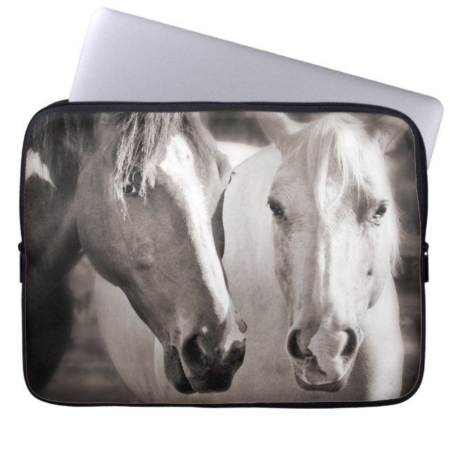 Housse Pour Ordinateur Portable Cheval Brown blanc Sepia (Devant)