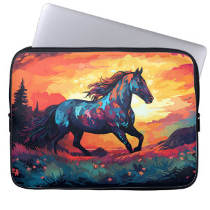 Housse Pour Ordinateur Portable Cheval courant sur le champ Art abstrait Amoureux