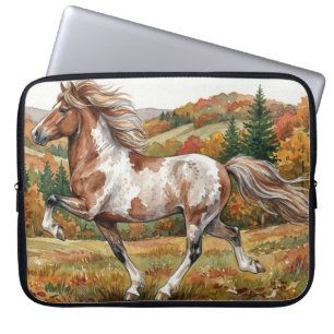 Housse Pour Ordinateur Portable Cheval islandais Freya en forêt automnale